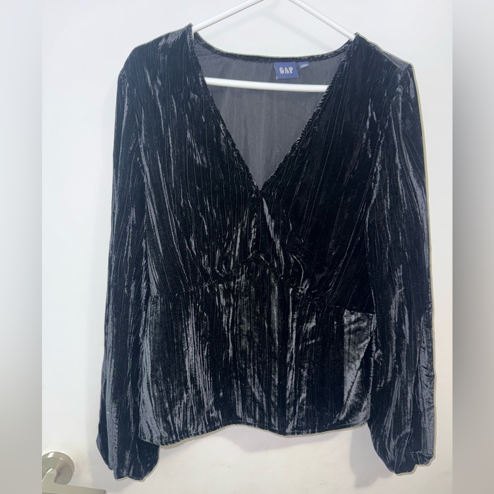 GAP Women's Shimmering Black Velvet Blouse